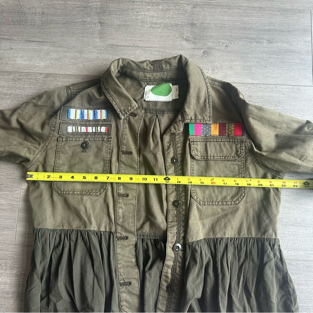 by Anthropologie peplum military jacket with patchwork - size small - Picture 3 of 4